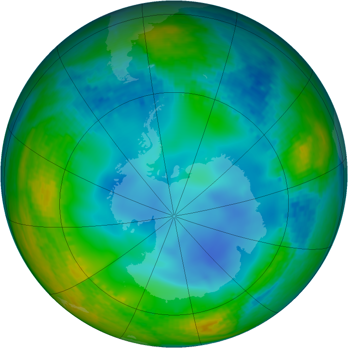 Antarctic ozone map for 10 July 2003